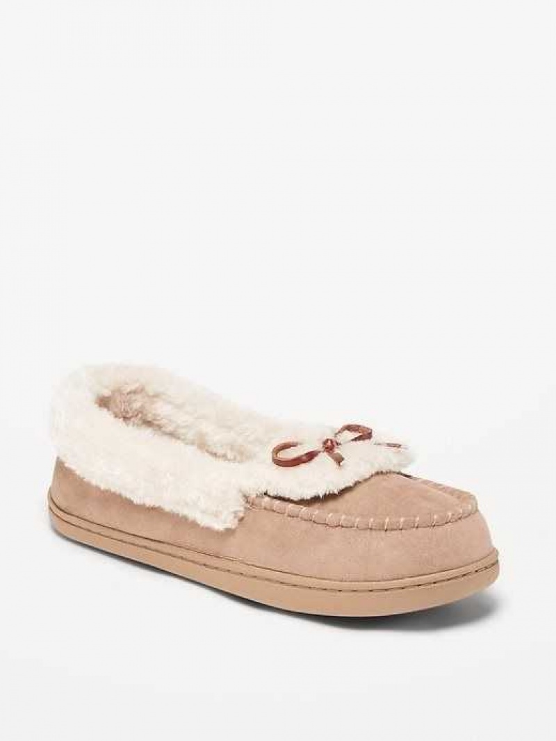 Old Navy Faux Suede Mocassin Slippers Grey Brown | XBS968431