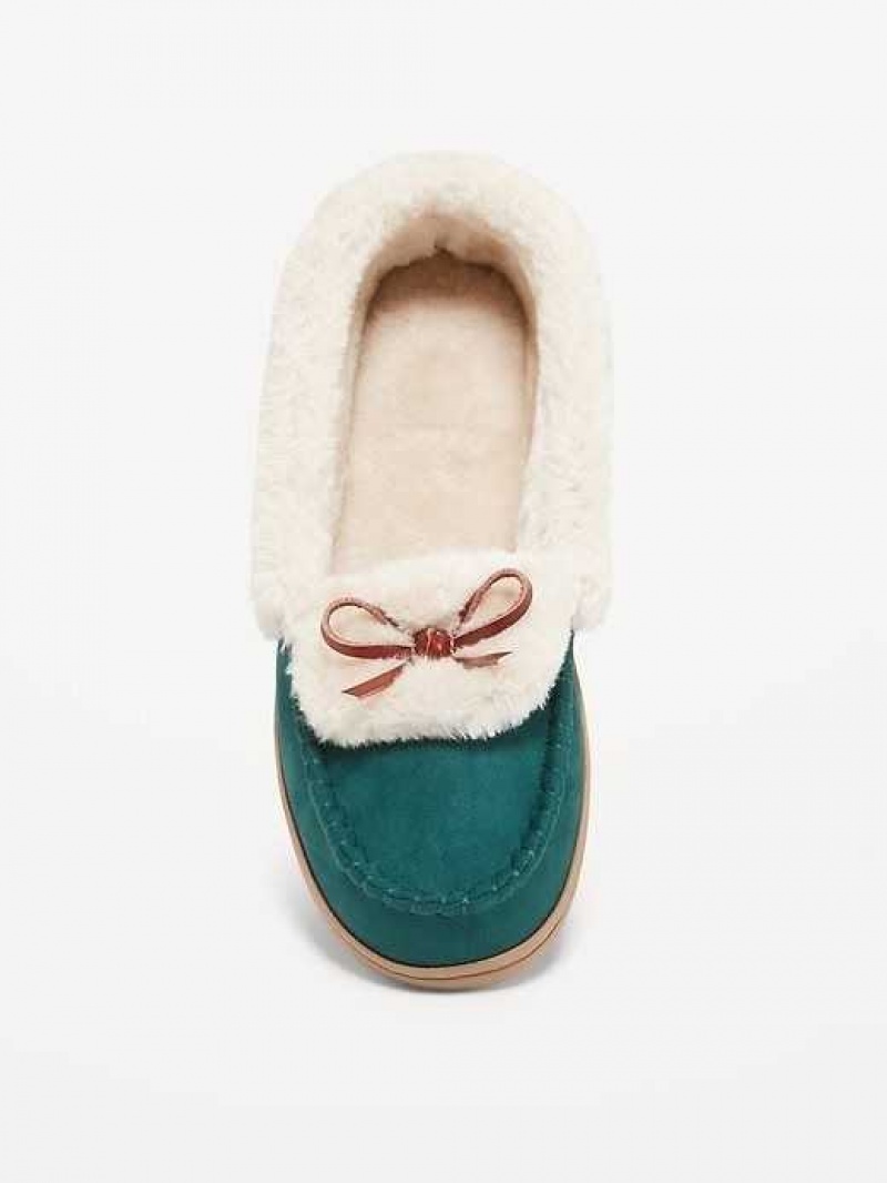 Old Navy Faux Suede Mocassin Slippers Turquoise | OIS172530