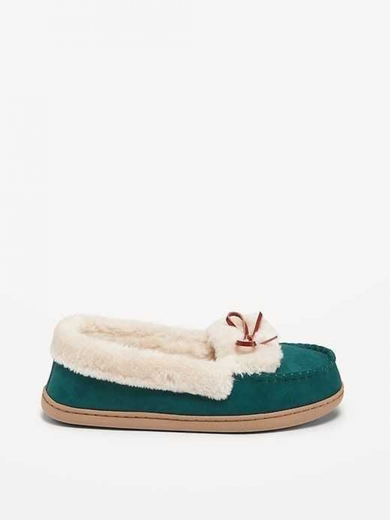 Old Navy Faux Suede Mocassin Slippers Turquoise | OIS172530