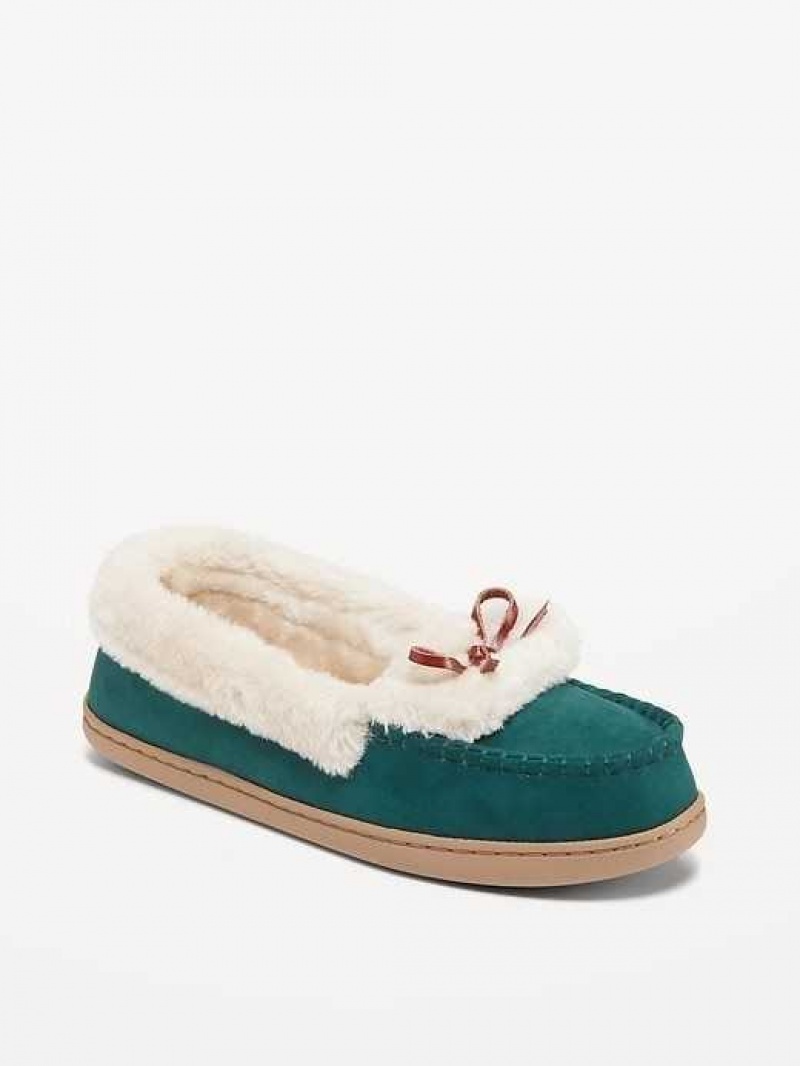 Old Navy Faux Suede Mocassin Slippers Turquoise | OIS172530