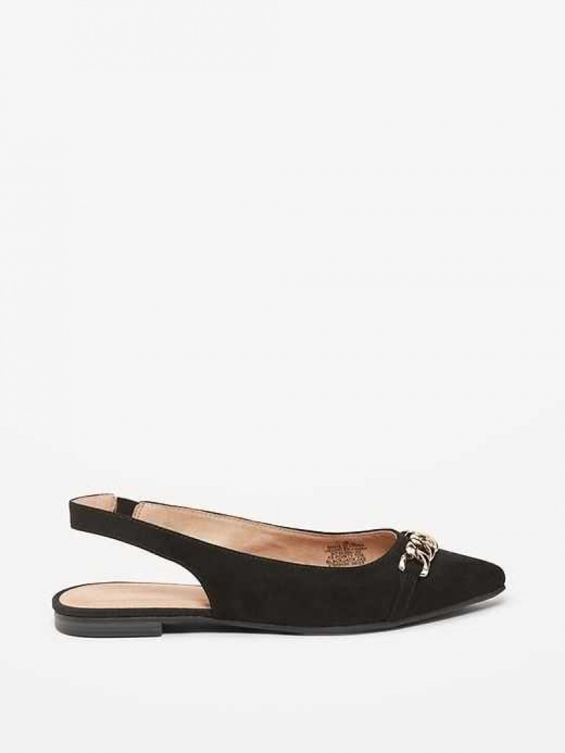 Old Navy Faux Suede Slingback Chain Ballet Flat Blackjack | PMZ091673