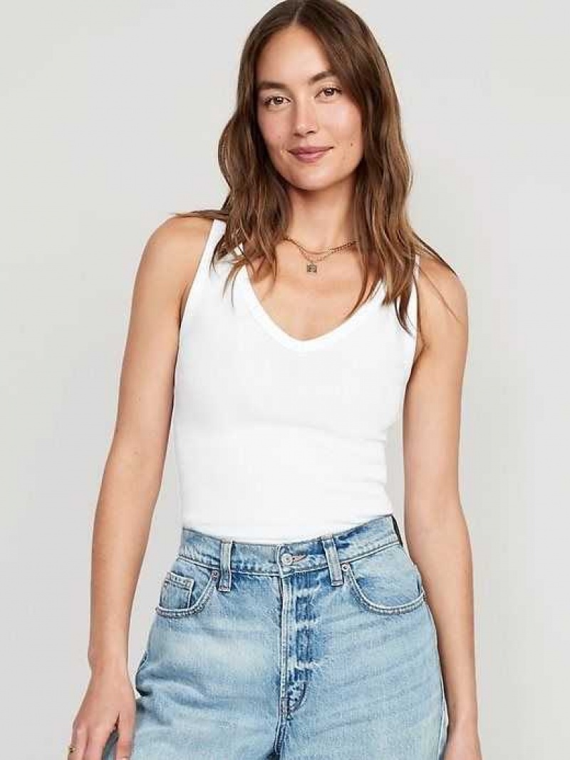 Old Navy First-Layer Rib-Knit V-Neck Tank Top White | TFB802961