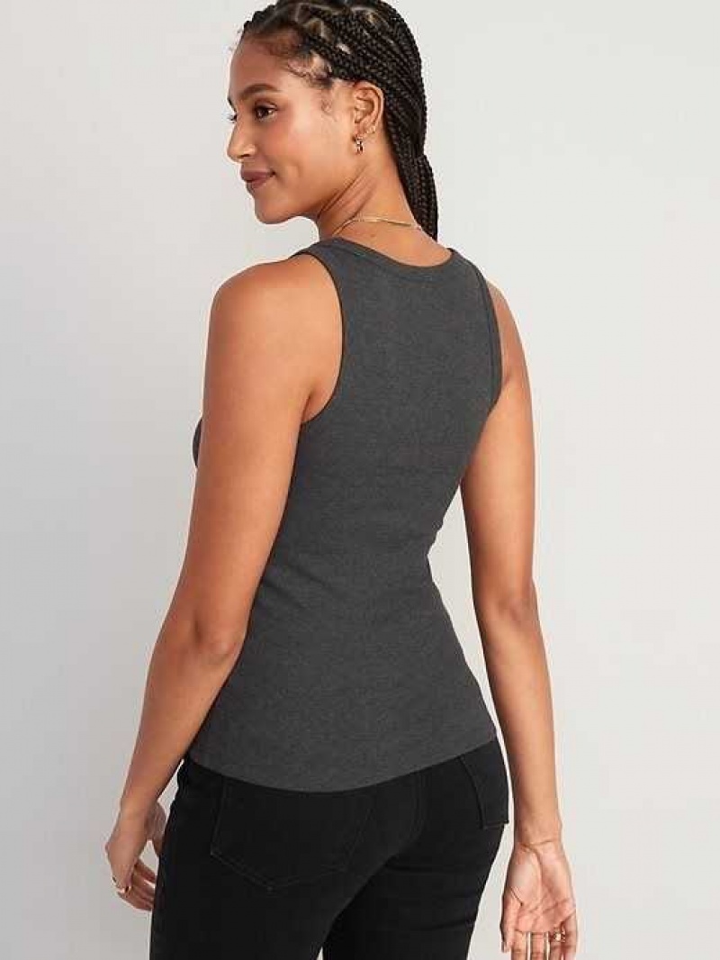 Old Navy First-Layer Rib-Knit V-Neck Tank Top Dark Grey | PEQ348265