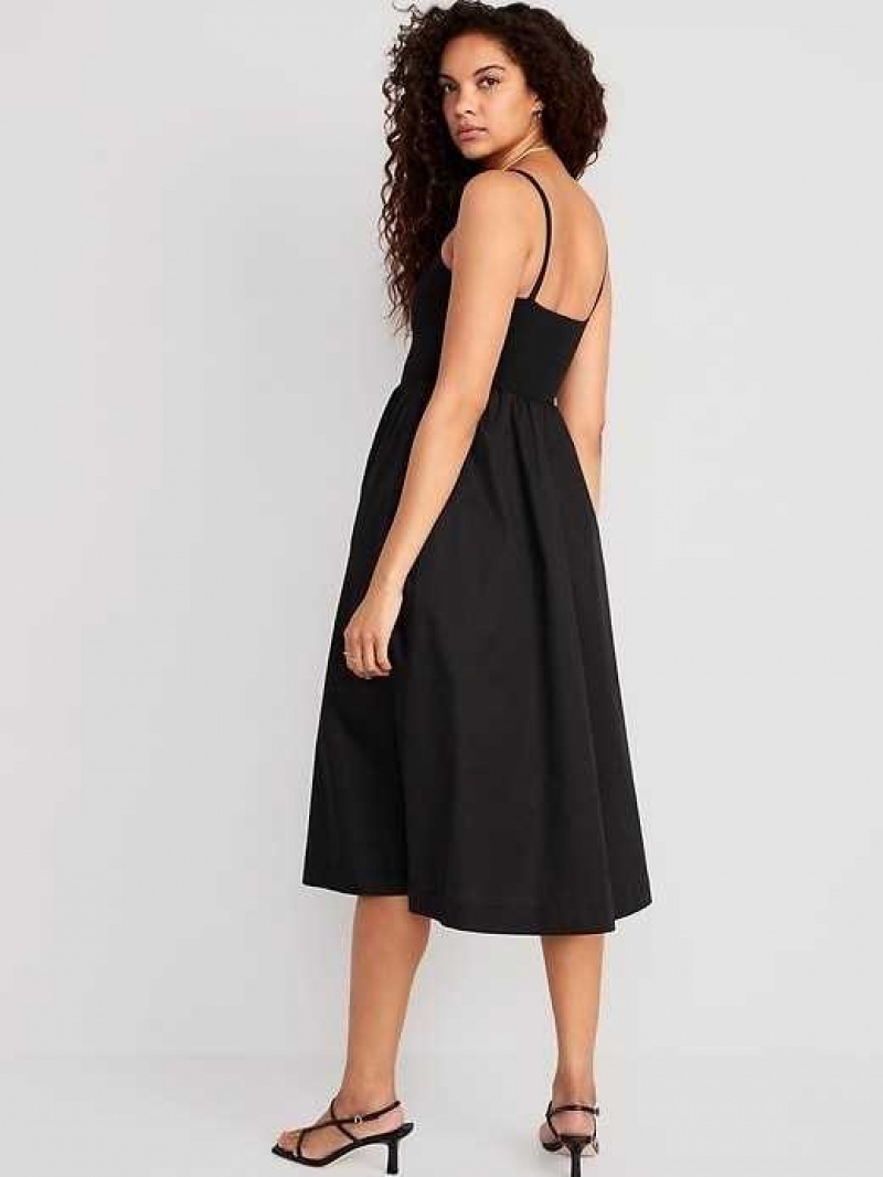 Old Navy Fit & Flare Combination Midi Cami Dress Black | WRS218657