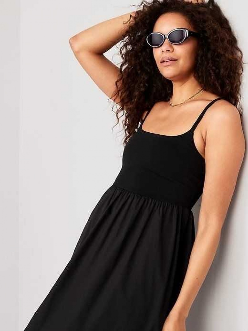 Old Navy Fit & Flare Combination Midi Cami Dress Black | WRS218657