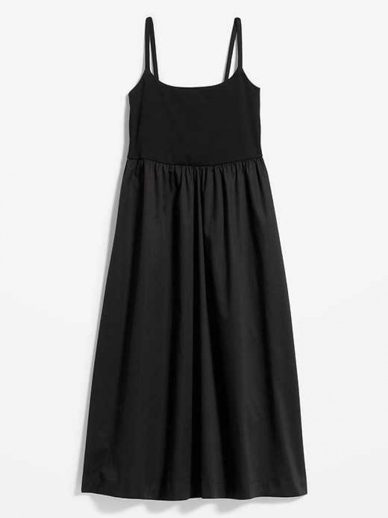 Old Navy Fit & Flare Combination Midi Cami Dress Black | WRS218657