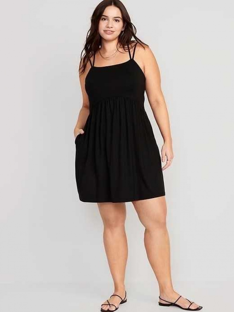 Old Navy Fit & Flare Cross-Back Mini Cami Dress Black | EOZ419302