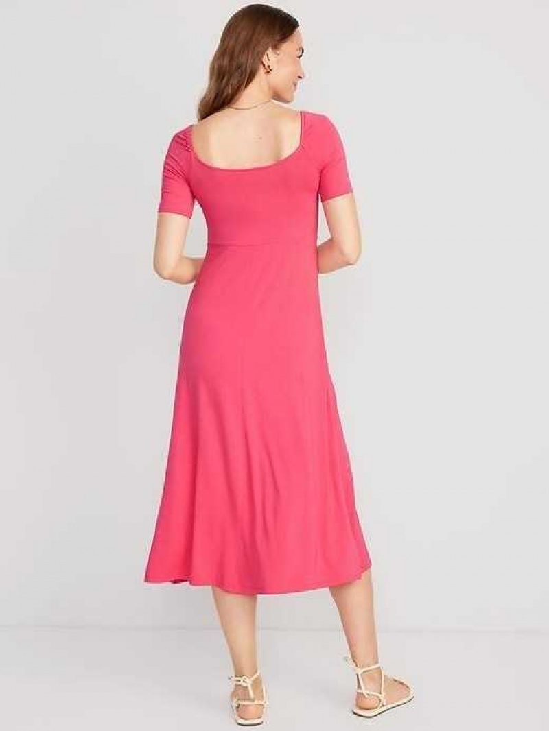 Old Navy Fit & Flare Cutout-Front Midi Dress Lady Guava | UKL783469