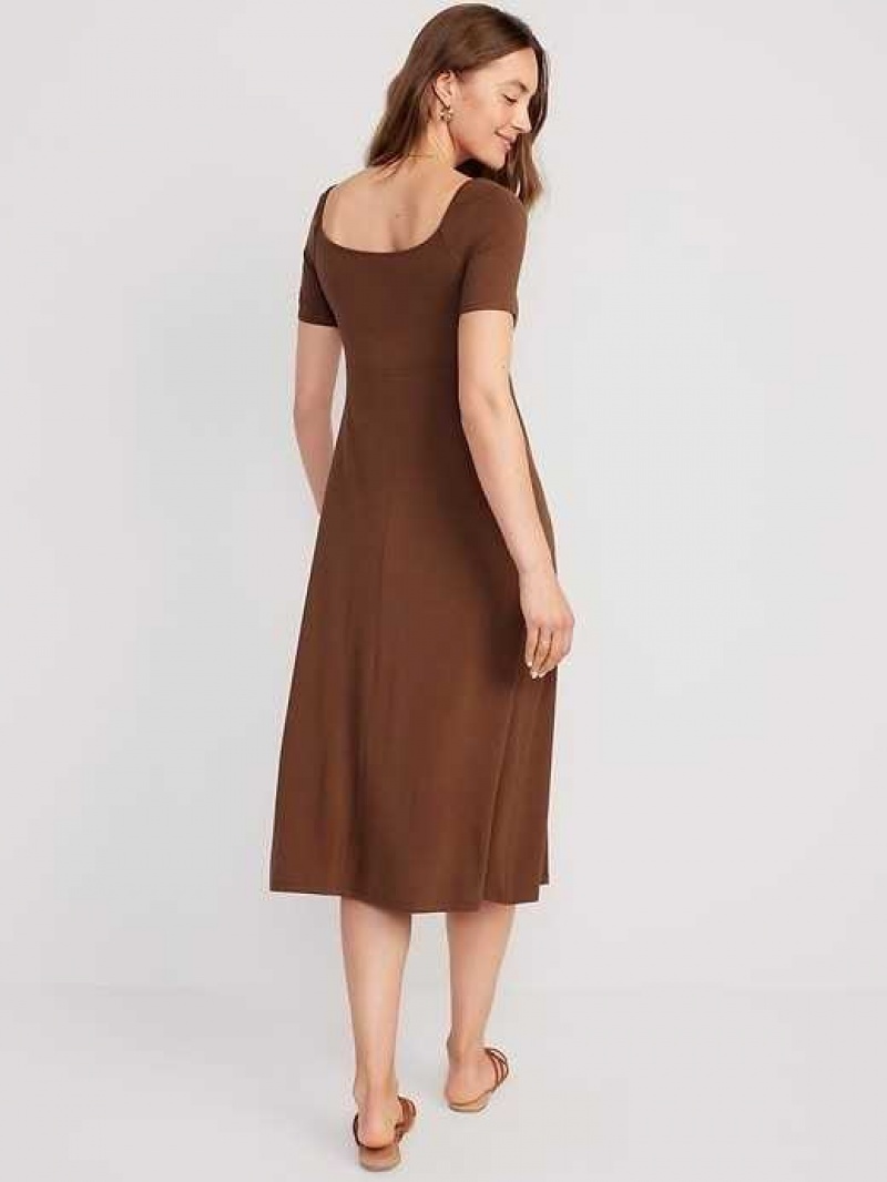 Old Navy Fit & Flare Cutout-Front Midi Dress Coco De Mer | ADW629034