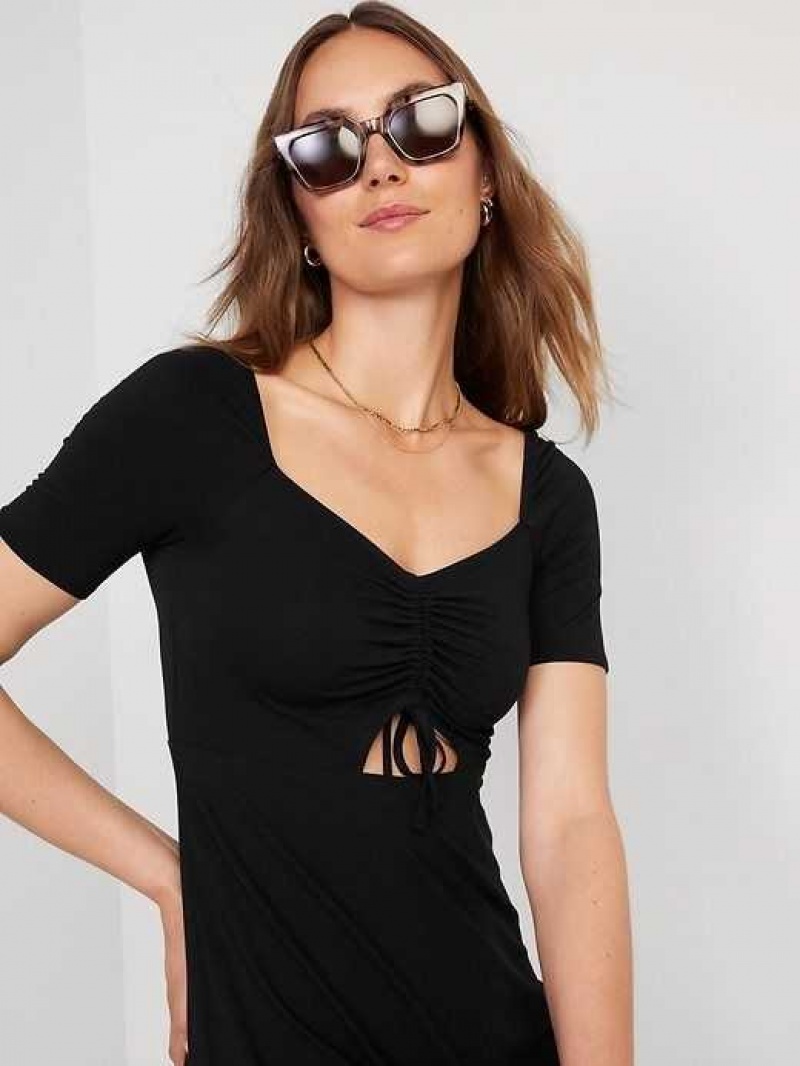 Old Navy Fit & Flare Cutout-Front Midi Dress Blackjack | WCK764135