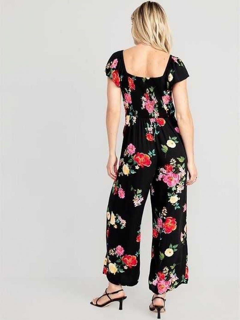 Old Navy Fit & Flare Flutter-Sleeve Jumpsuit Black | ZKC803421