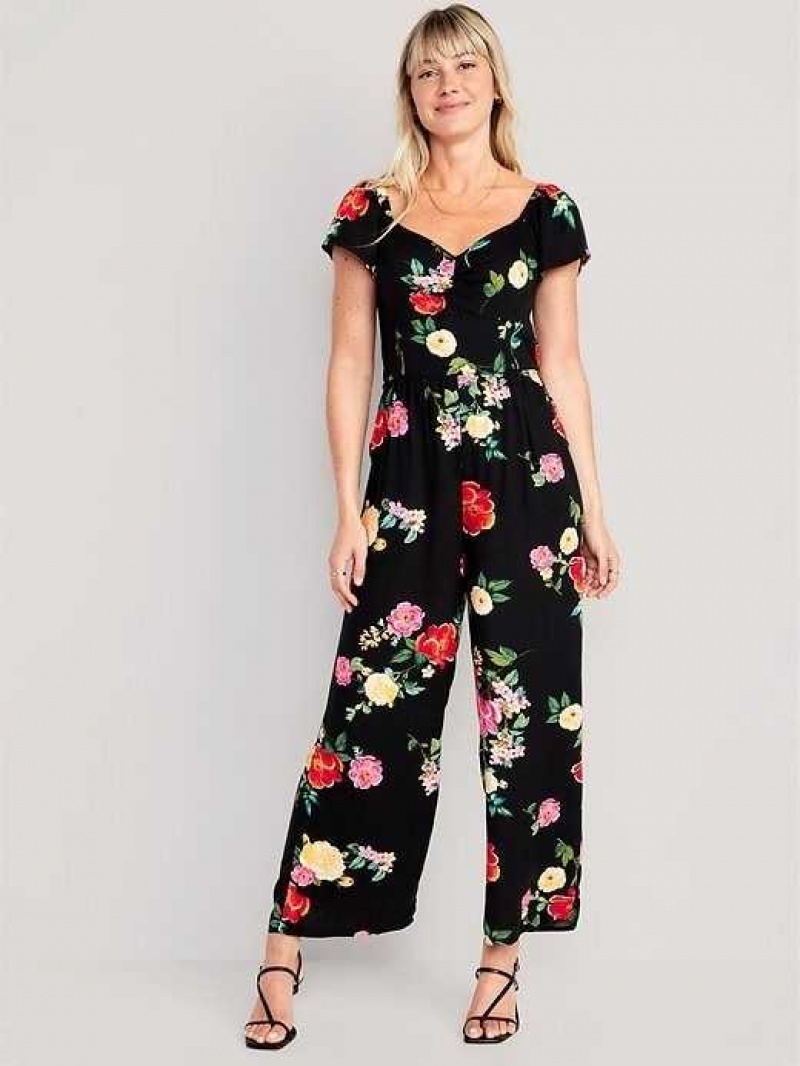 Old Navy Fit & Flare Flutter-Sleeve Jumpsuit Black | ZKC803421