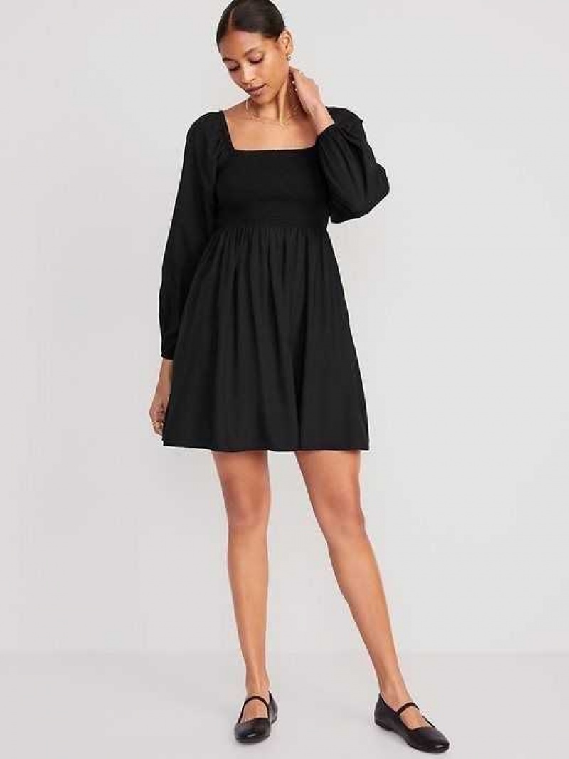 Old Navy Fit & Flare Long-Sleeve Mini Dress Black | ZRQ160752