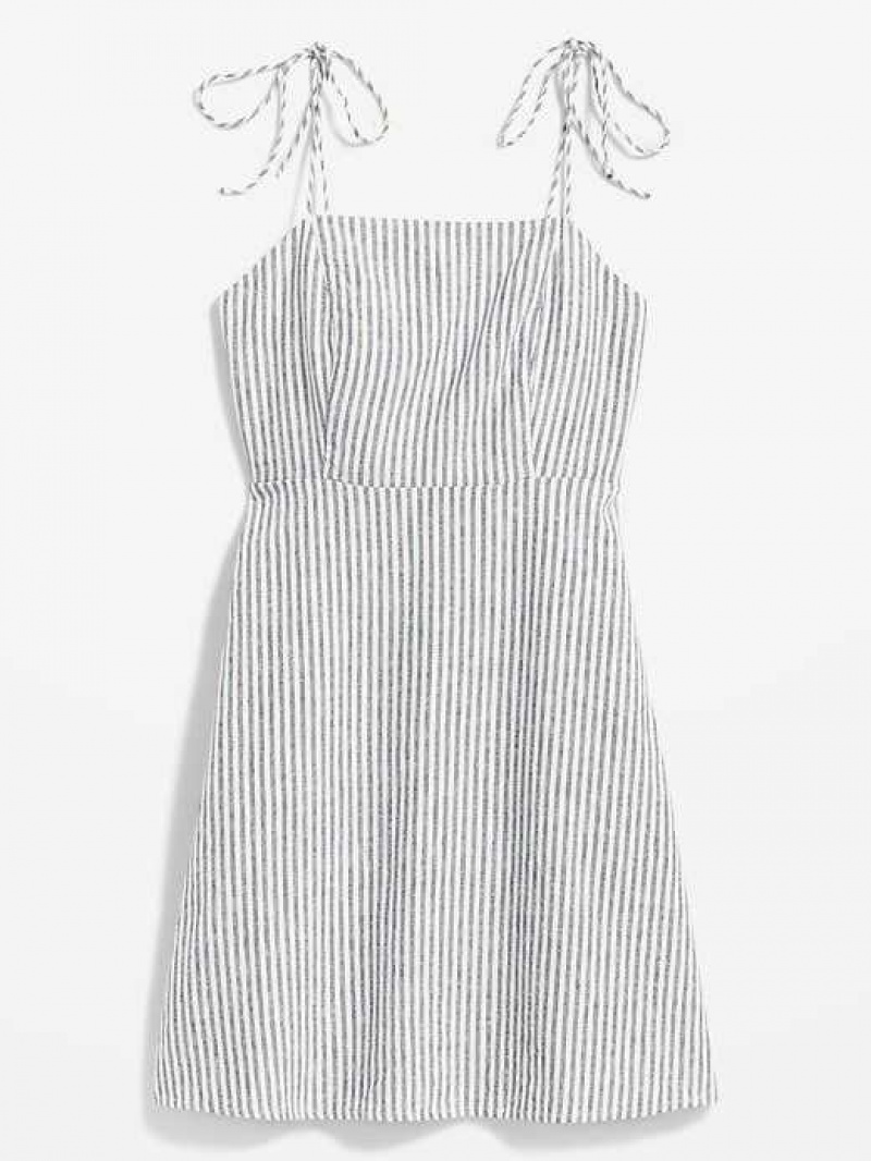 Old Navy Fit & Flare Matching Tie-Strap Mini Dress Blue Stripes | YNK276831