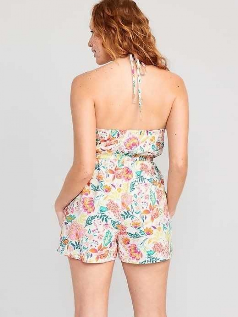 Old Navy Fit & Flare O-Ring Floral Romper Red / White | CJV691847