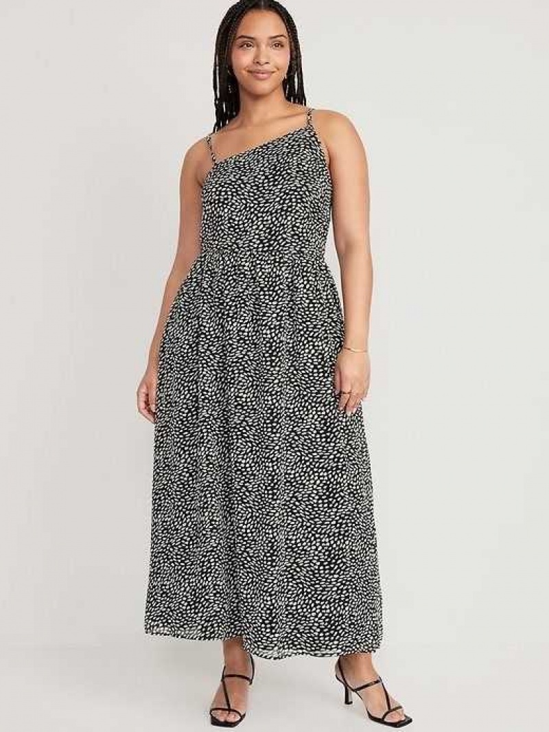 Old Navy Fit & Flare One-Shoulder Maxi Dress Black | TFQ591372