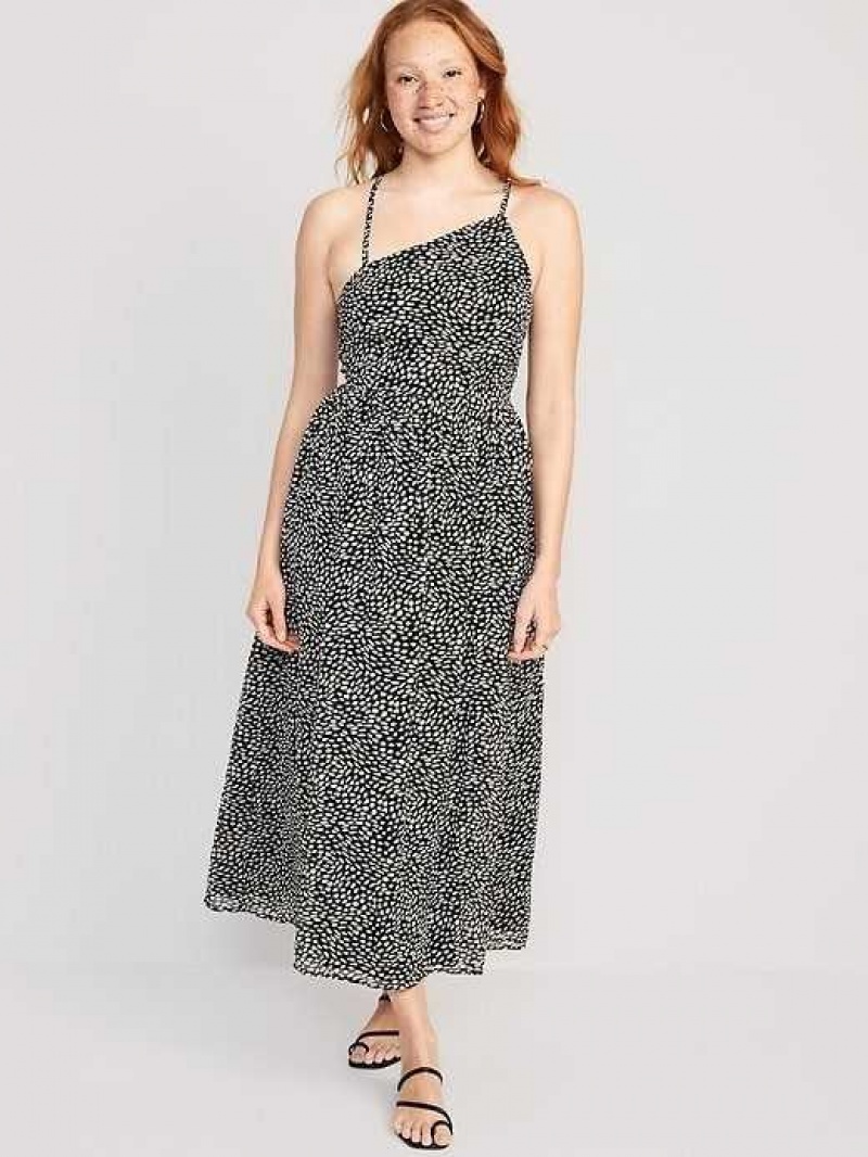 Old Navy Fit & Flare One-Shoulder Maxi Dress Black | TFQ591372