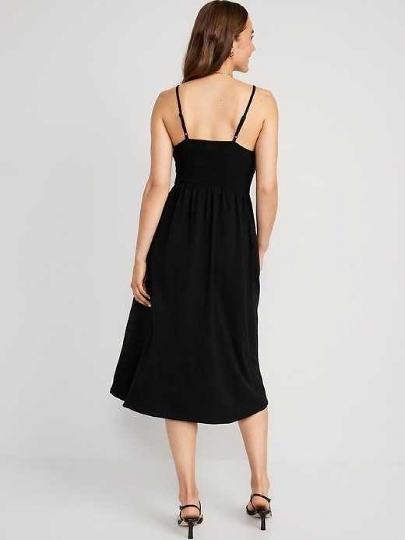 Old Navy Fit & Flare Tie-Front Cami Midi Dress Black | LCS408956