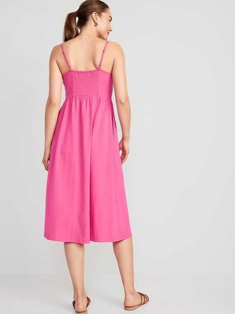 Old Navy Fit & Flare Tie-Front Cami Midi Dress Flower | KRI367289