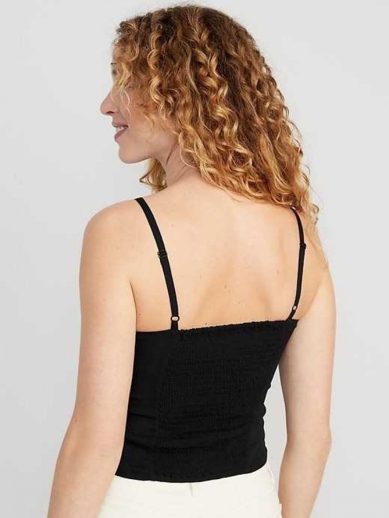 Old Navy Fitted Asymmetrical Cropped Cami Top Black | ESG682954