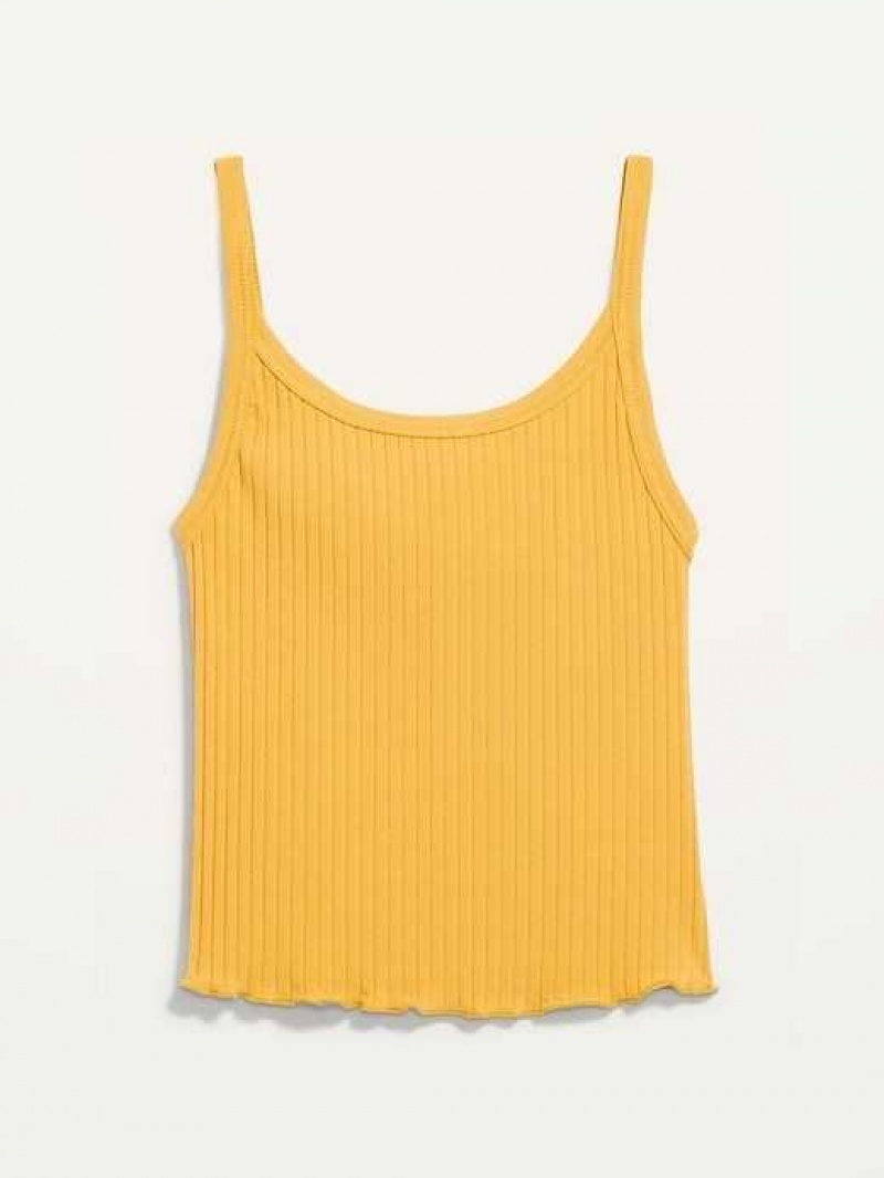 Old Navy Fitted Cropped Lettuce-Edge Rib-Knit Tank Top Sweet Pollen | QKE149723