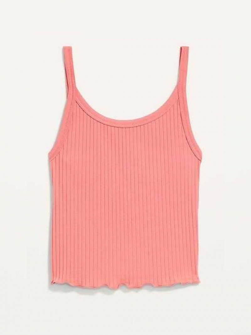 Old Navy Fitted Cropped Lettuce-Edge Rib-Knit Tank Top Coho Salmon | PMU541732