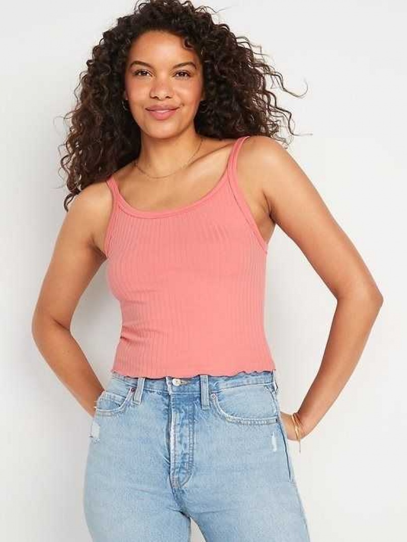 Old Navy Fitted Cropped Lettuce-Edge Rib-Knit Tank Top Coho Salmon | PMU541732