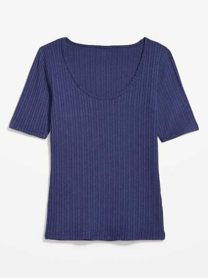 Old Navy Fitted Elbow-Sleeve Rib-Knit T-Shirt Bluesday | JKD865920