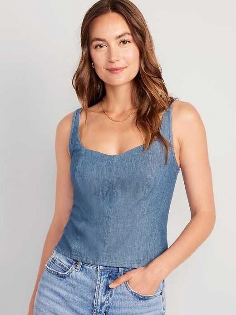 Old Navy Fitted Jean Cropped Top Dark Wash | TPC152096