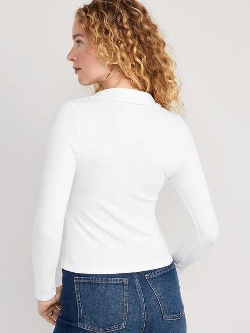 Old Navy Fitted Long-Sleeve Button-Front Top White | OQL453069