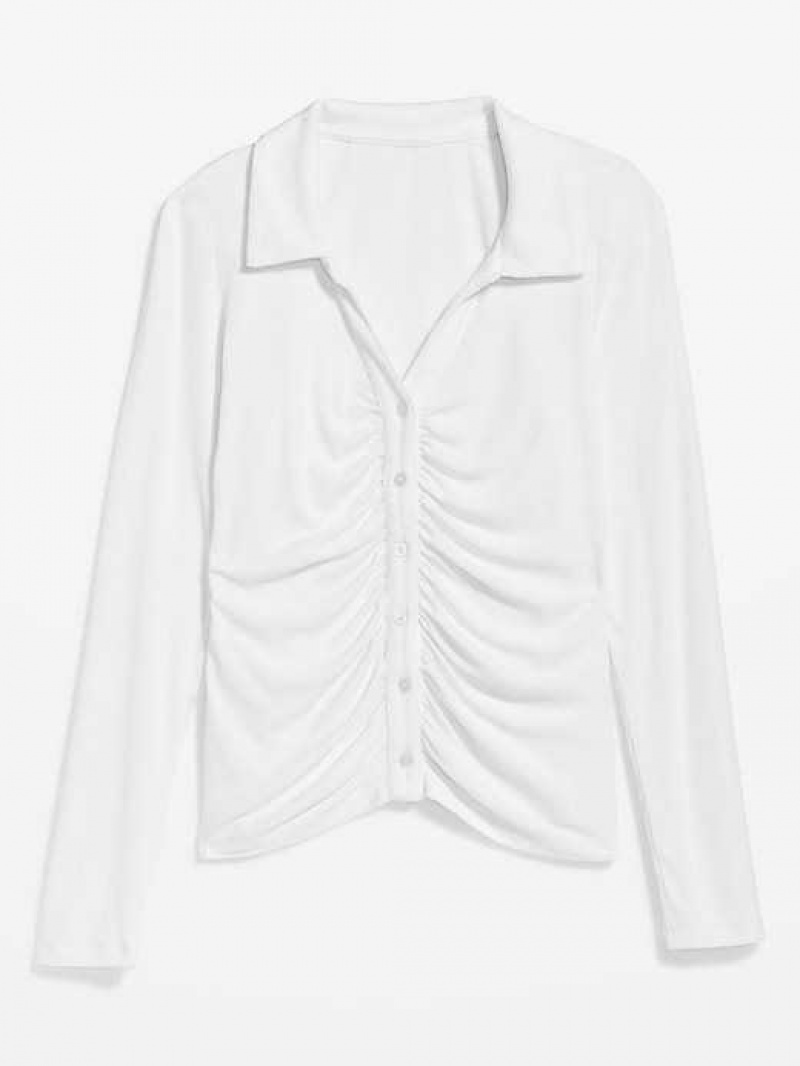 Old Navy Fitted Long-Sleeve Button-Front Top White | OQL453069