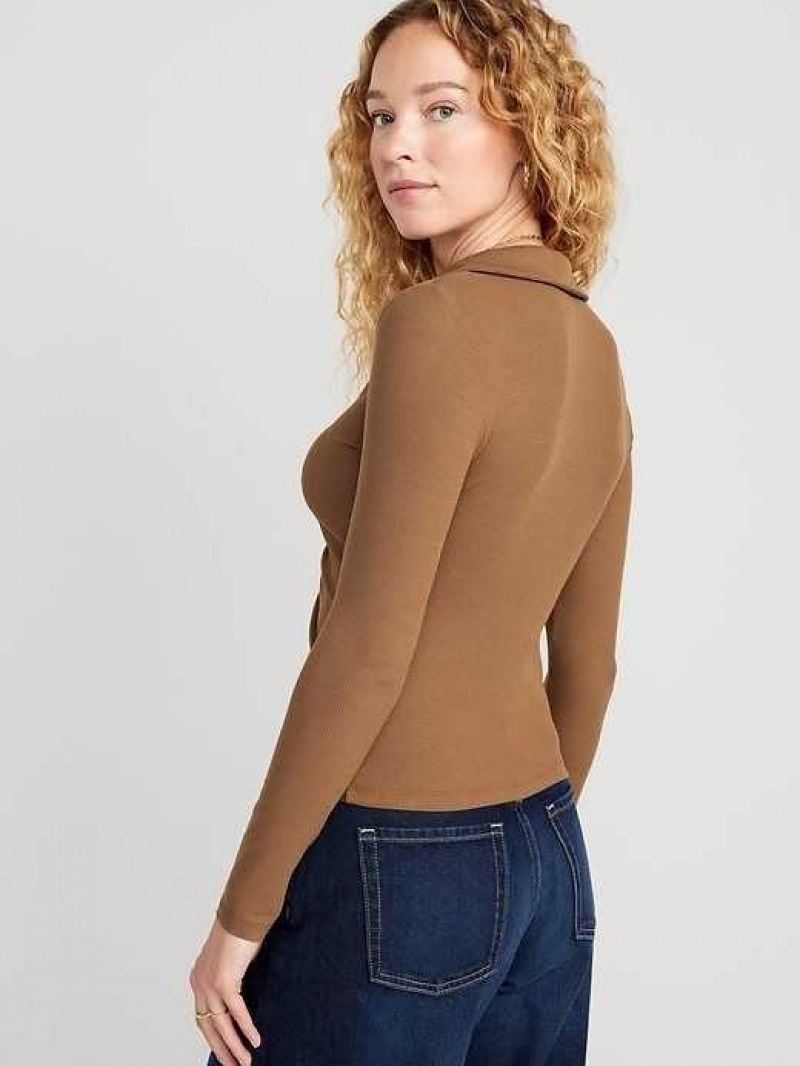 Old Navy Fitted Long-Sleeve Button-Front Top Spiced Saffron | KUO954320