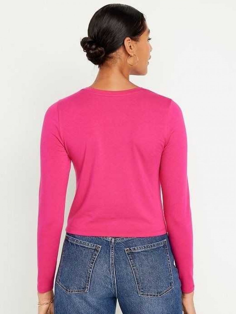 Old Navy Fitted Long-Sleeve Cropped T-Shirt Pink | VBN145260