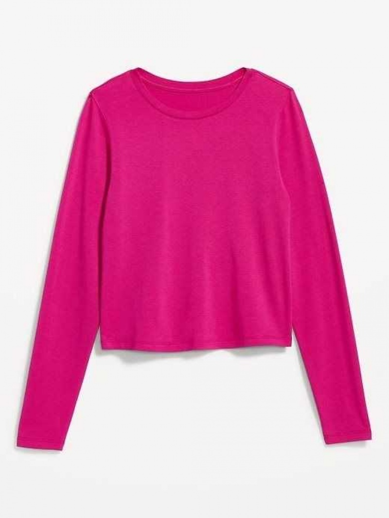 Old Navy Fitted Long-Sleeve Cropped T-Shirt Pink | VBN145260