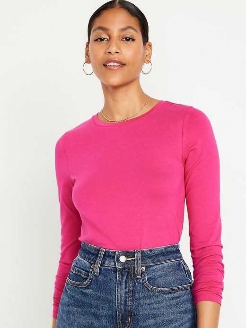 Old Navy Fitted Long-Sleeve Cropped T-Shirt Pink | VBN145260