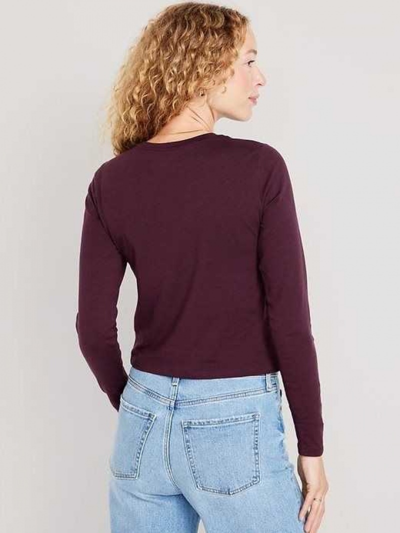 Old Navy Fitted Long-Sleeve Cropped T-Shirt Purple | RVF476915