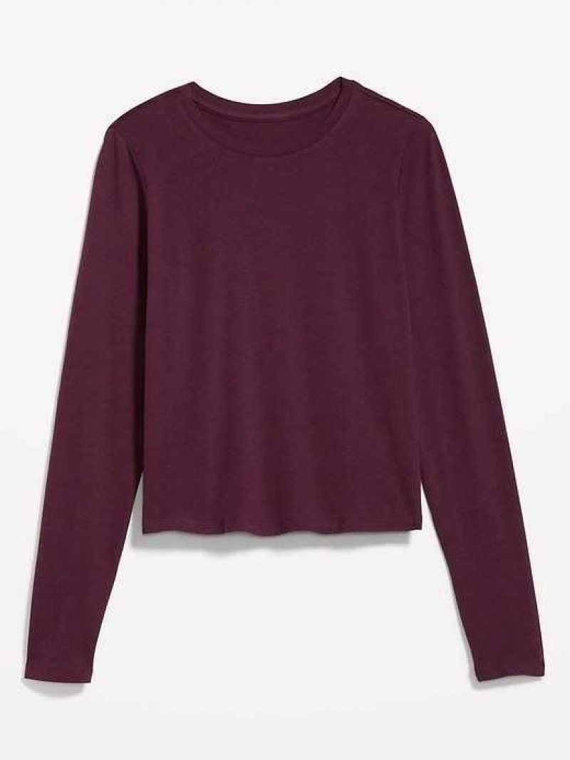 Old Navy Fitted Long-Sleeve Cropped T-Shirt Purple | RVF476915