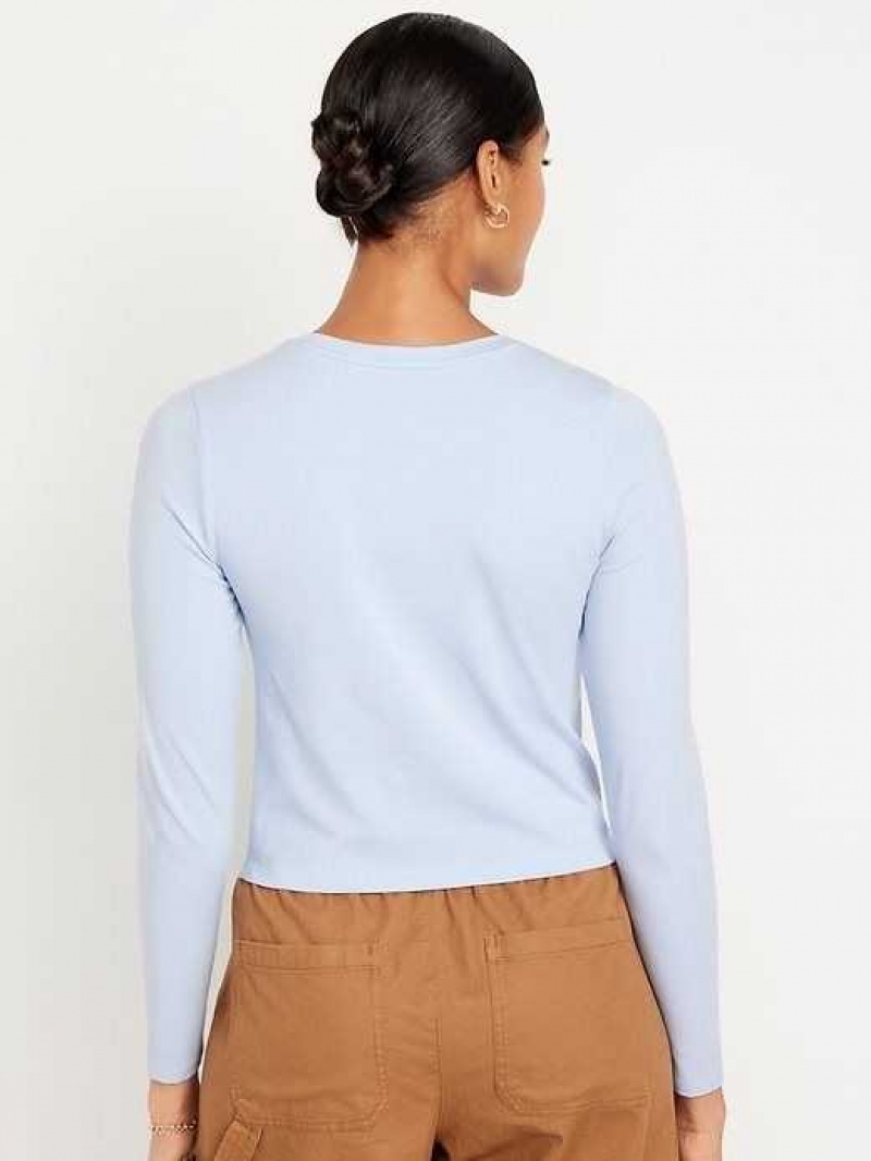 Old Navy Fitted Long-Sleeve Cropped T-Shirt Rock Pool | QSC209571