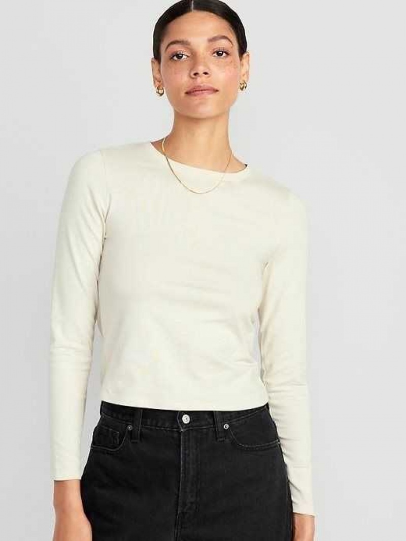 Old Navy Fitted Long-Sleeve Cropped T-Shirt Plucky Wishbone | HRT734912