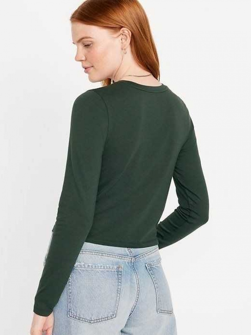 Old Navy Fitted Long-Sleeve Cropped T-Shirt Dark Bottle | AFK028197