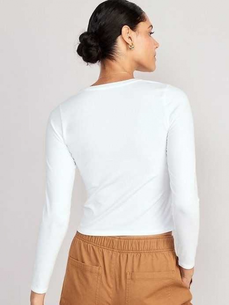 Old Navy Fitted Long-Sleeve Cropped T-Shirt White | WOS782035