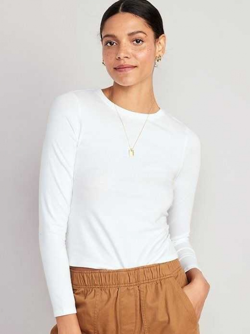 Old Navy Fitted Long-Sleeve Cropped T-Shirt White | WOS782035