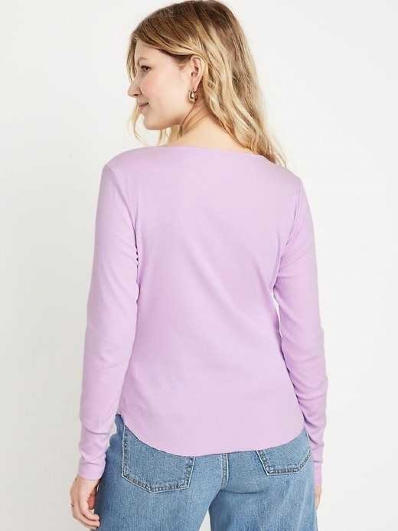 Old Navy Fitted Long-Sleeve Rib-Knit T-Shirt Weeping Wisteria | RSI450239