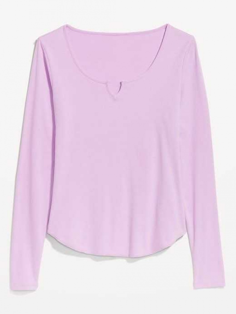 Old Navy Fitted Long-Sleeve Rib-Knit T-Shirt Weeping Wisteria | RSI450239