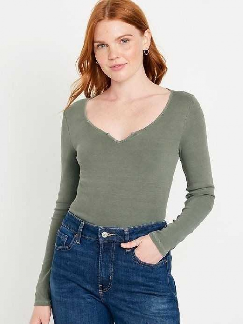 Old Navy Fitted Long-Sleeve Rib-Knit T-Shirt Alpine Tundra | OJS185603