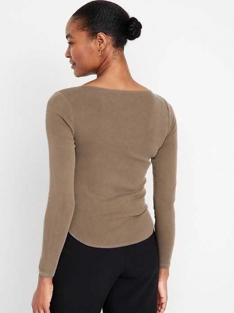 Old Navy Fitted Long-Sleeve Rib-Knit T-Shirt Spiced Saffron | EZS798650