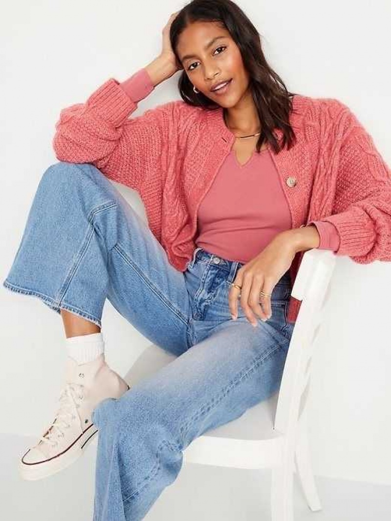 Old Navy Fitted Long-Sleeve Rib-Knit T-Shirt Rose | VUT628730