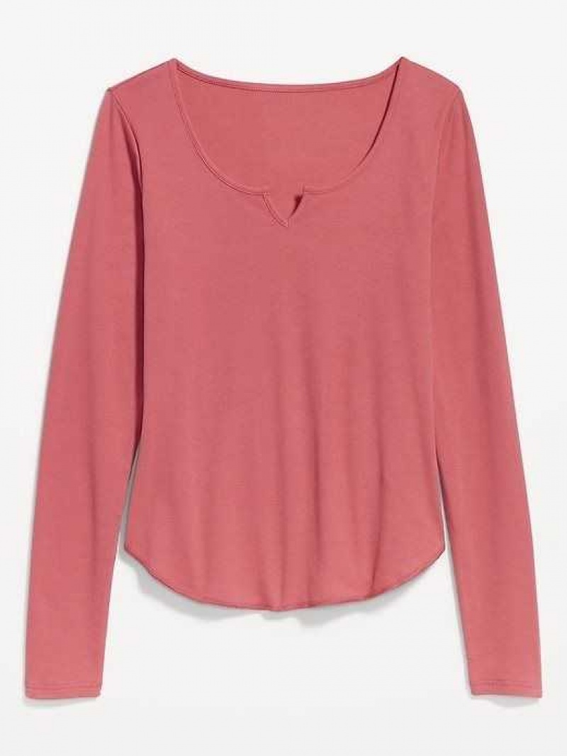 Old Navy Fitted Long-Sleeve Rib-Knit T-Shirt Rose | VUT628730