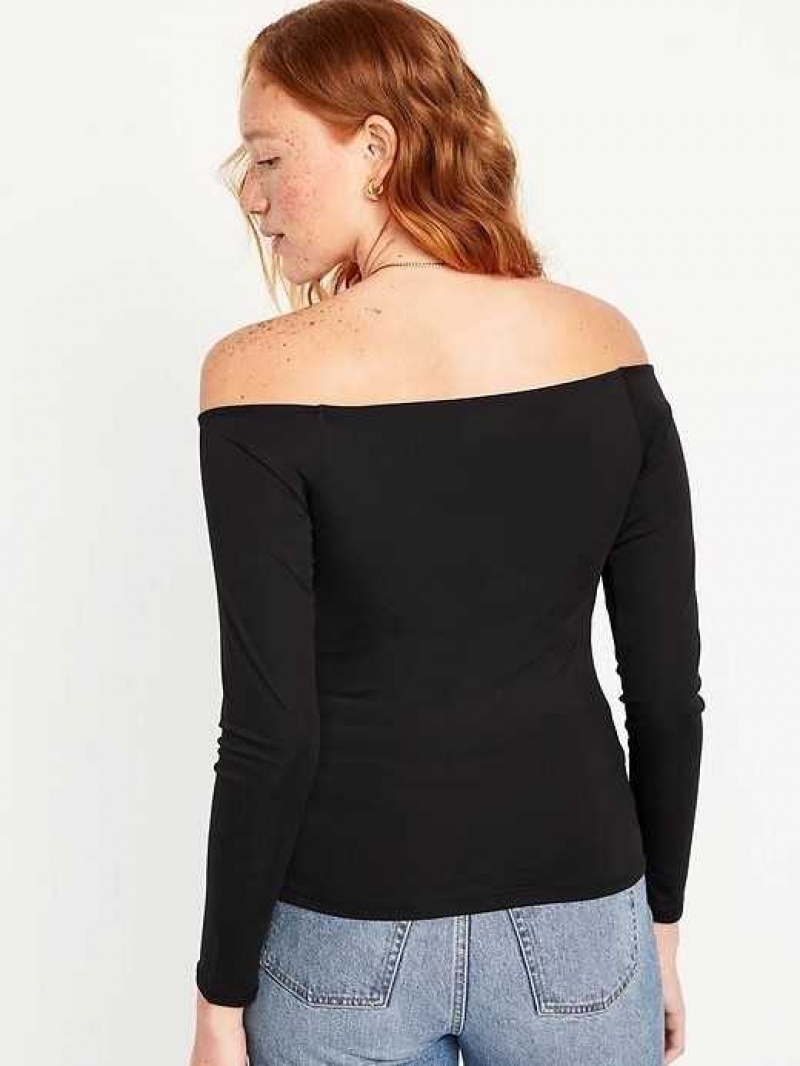 Old Navy Fitted Off-the-Shoulder Top Blackjack | YTB570421