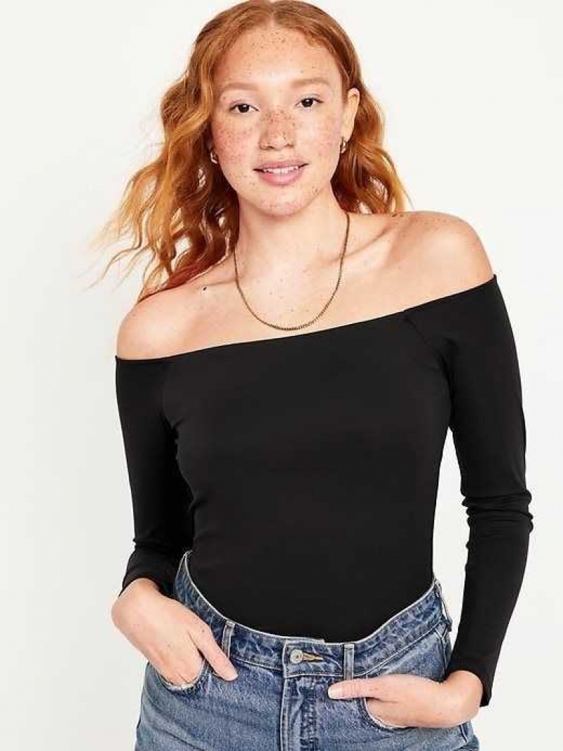 Old Navy Fitted Off-the-Shoulder Top Blackjack | YTB570421